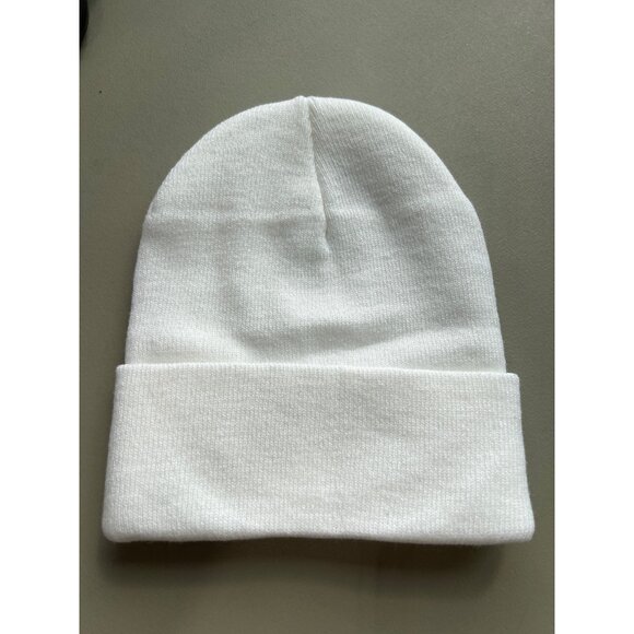 Beechfield BOS Boston Hockey Beanie Hat Unisex OS White Acrylic Cozy Knit Staple - Picture 2 of 6